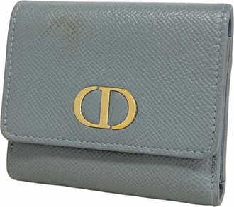 Dior Blue Gray Leather Wallet (Tri-Fold) (Pre-Owned)