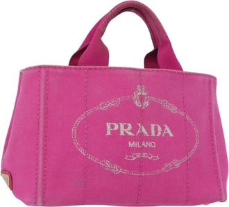 Prada Pre-owned Tote Bags, female, Pink, Size: ONE SIZE Pre-owned Vintage Canvas Tote Bag