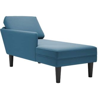 vidaXL Vidaxl - Tumbona Con Almohada Y Reposabrazo Derecho Terciopelo Azul