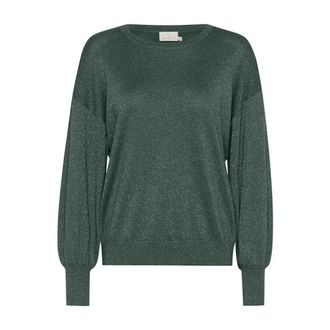 Kaffe Topiary O-Neck Gebreide Sweater - Dames - Ronde hals truien - Groen - M - Nylon - Truien & Vesten