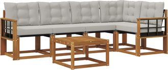 vidaXL Conjunto De Sof&aacute;s De Exterior 6 Uds. Gris Natural Y Claro Vidaxl
