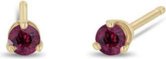 Zo&euml; Chicco 14K Gold Stone Stud Earrings in Yellow Gold/Garnet at Nordstrom