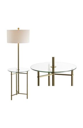 Jonathan Y Designs Charles 59 Metal/Glass LED Side Table and Floor Lamp, Brass in Brass Gold at Nordstrom