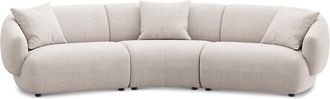 Castlery Auburn Curve Sofa Customized, Light Grey, Spill Resistant, Modular, Performance Linen Weave, Castlery