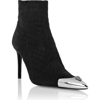 Philipp Plein Nubuck Mid-Heeled Low Boots 9 Women in Black at Nordstrom, Size 37
