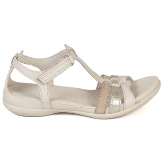 Ecco Ecco Flash 240873 Leather Womens Hook and loop Sandals - Limestone Pure White Gold Beige - Size:UK 5-5.5