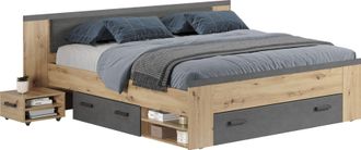 HOME AFFAIRE Stauraumbett »Ambres« 1 Stk. tlg. ausziehbare Bettkästen, Fächer mit Stauraum, braun, Eiche