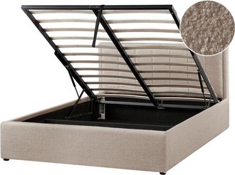 Beliani Ottoman Bed Boucle MONTLAUR 140 x 200 cm (EU Double) Taupe
