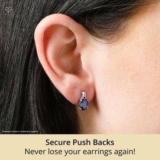 MAX + STONE 14k Yellow or White Gold 8x6mm Gemstone Twist Oval Drop Stud Earrings