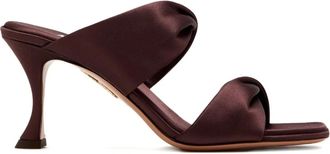 Aquazzura 75 mm satijnen sandalen - Bruin