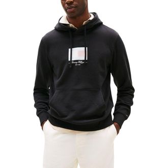 Tommy Hilfiger Black Recycled Cotton Mens Hoodie