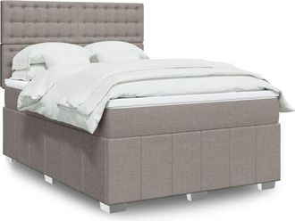 vidaXL Vidaxl - Cama Box Spring Con Colch&oacute;n Tela Gris Taupe 140x200 Cm