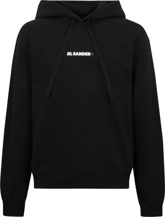 Jil Sander Katoenen hoodie met merklogo - Heren - Hoodies - Zwart - L - Katoen - Hoodies & sweatvesten