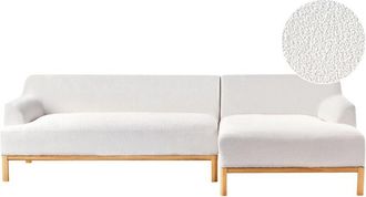 Beliani Beliani - Sof&aacute; Esquinero Elegante Patas De Madera Sala De Estar Tela De Boucl&eacute; Blanco Crema Izquierdo Sosjo