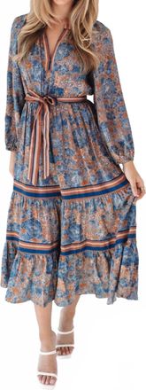 Current Air Harvest Blooms Midi Floral Dress In Navy Multi