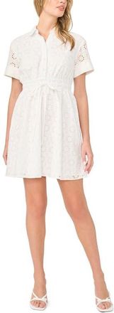 CeCe by Cynthia Steffe Eyelet Cotton Minidress in Ultra White at Nordstrom, Size Xx-Large