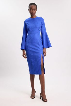 Karen Millen Womens Tailored Lace up Back Detail Midi Dress - Blue - Size 12 UK