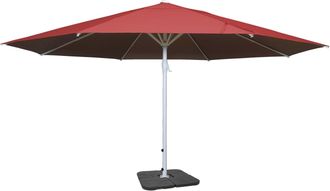 Hhg [nunca Usado] Parasol Meran Ii, Sombrilla De Mercado Para Hosteler&iacute;a, &Oslash; 5m Poli&eacute;ster/palo Aluminio Blanco 28kg, Rojo Con Soporte