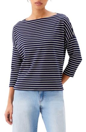 Karen Kane Stripe Boat Neck Top in Navy W/Cream at Nordstrom, Size X-Large