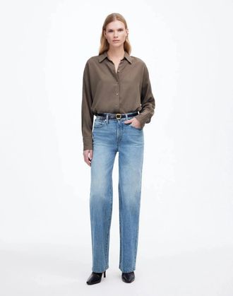 Madewell Womens Madewell Perfect Vintage Jeans Blue Denim Medium Wash Wide Leg KFC425