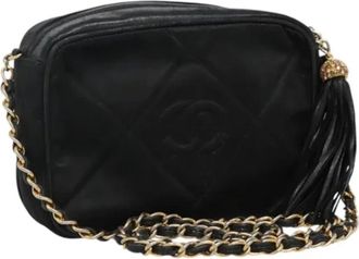 Chanel Pre-owned Cross Body Bags, female, Black, Size: ONE SIZE Pre-owned Vintage Satin Shoulder Bag