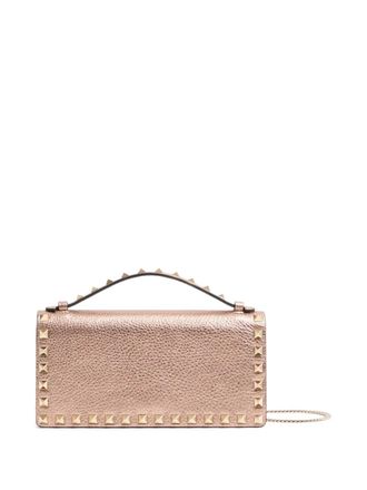 Valentino Garavani small rockstud laminated grainy calfskin tote bag - women - Calf Leather - One Size - Pink