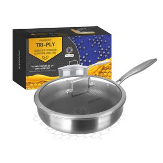 KASANOVA Tegame 28 cm con coperchio a 3 strati Tri - ply
