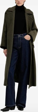 Sandro Ferrone belted coat - women - Wool/Polyester/Polyamide/Polyester - S/M - Green