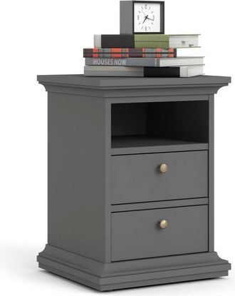 Dmora Dmora - Mesita De Noche Con Dos Cajones, Color Gris, 43,6 X 58,8 X 40 Cm, Con Embalaje Reforzado