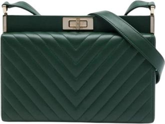 Chanel Pre-owned Quilted Lambskin Crossbody Bag - Dames - Vintage Schoudertas - Groen - ONE Size - Leer - Vintage