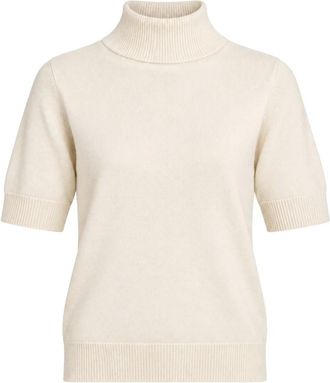 Akep Jersey de cuello alto bordado de manga corta - Knitwear - Mujer - Blanco - XL