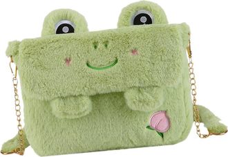 Yardwe Portable Plush Frog Shoulder Bag for Women Fluffy Crossbody Bag with Proper Capacity for Mobile Phone Keys Cards Lightweight and Unique Fashion Access