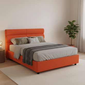 Dmora Cama De Plaza Y Media Briosco, Colch&oacute;n Incluido, Desenfundable Hecho En Italia, Contenedor, Naranja