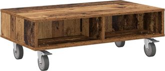 vidaXL Mesa Lateral Con Ruedas Madera Vieja 90 X 50 X 30 Cm Vidaxl