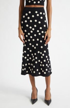 L'agence Mae Polka Dot Bias Cut Skirt in Black/Ecru Polka Dot at Nordstrom, Size Xx-Small