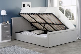 Birlea Grey Fabric Ottoman Bed Frame Storage Stratus Linen | Size: Double