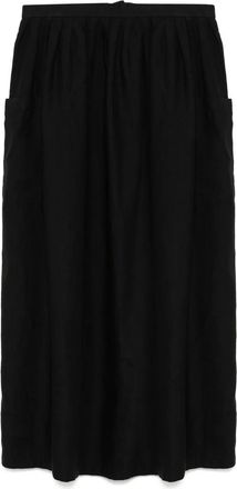agnès b. elasticated waist skirt - women - Linen/Flax - 40 - Black