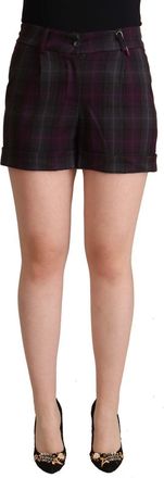 Bencivenga Checke Mid Waist Folded Hem Womens Shorts