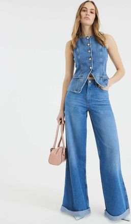 River Island denim vest in midwash blue