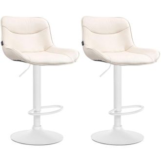 Clp Set di 2 sgabelli da bar in similpelle Vonore crema bianco
