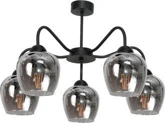 OEM L&aacute;mpara De Techo Colgante, Negra, Pantalla De Cristal, Grafito, 15-230 Indi Gris