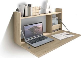 HERDASA Mesa Estudio Para Colgar Mod-murillo Acabado Roble/blanco, 15/46 X 80 X 42 Cm (fondo X Ancho X Alto)