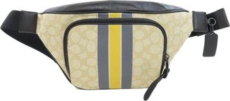 Coach Beige Black Blue Canvas Fanny Pack Sling Bag (Pre-Owned)