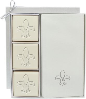 Carved Solutions Fleur De Lis Soap And Towel Set