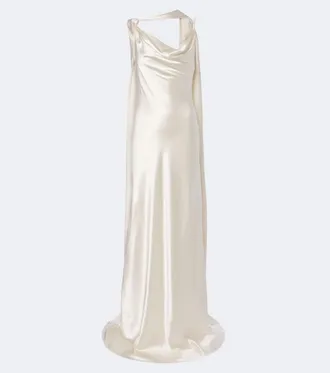 Danielle Frankel Bridal Aiden scarf-detail silk satin gown