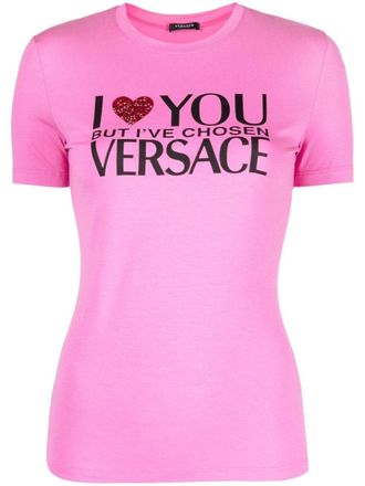 Versace T-shirt met tekst - Roze