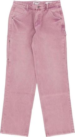 Guess Roze Timmerman Broek Overdye Stijl - Dames - Straight fit broeken - Roze - W29 - Katoen - Broeken