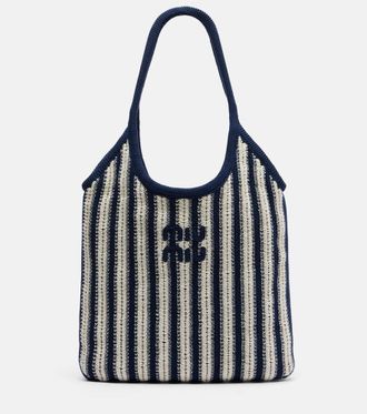 Miu Miu Bolso al hombro Ivy de croch&eacute; a rayas