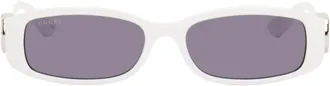 Gucci White Rectangular Frame Sunglasses