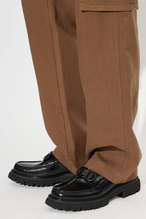 Ferragamo Leather Cocoon Loafers, Mens, Black